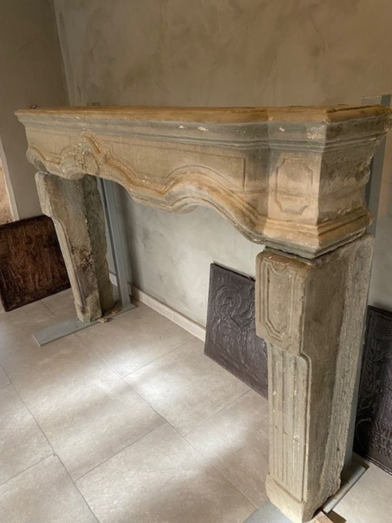 French Limestone Fireplace-photo-3