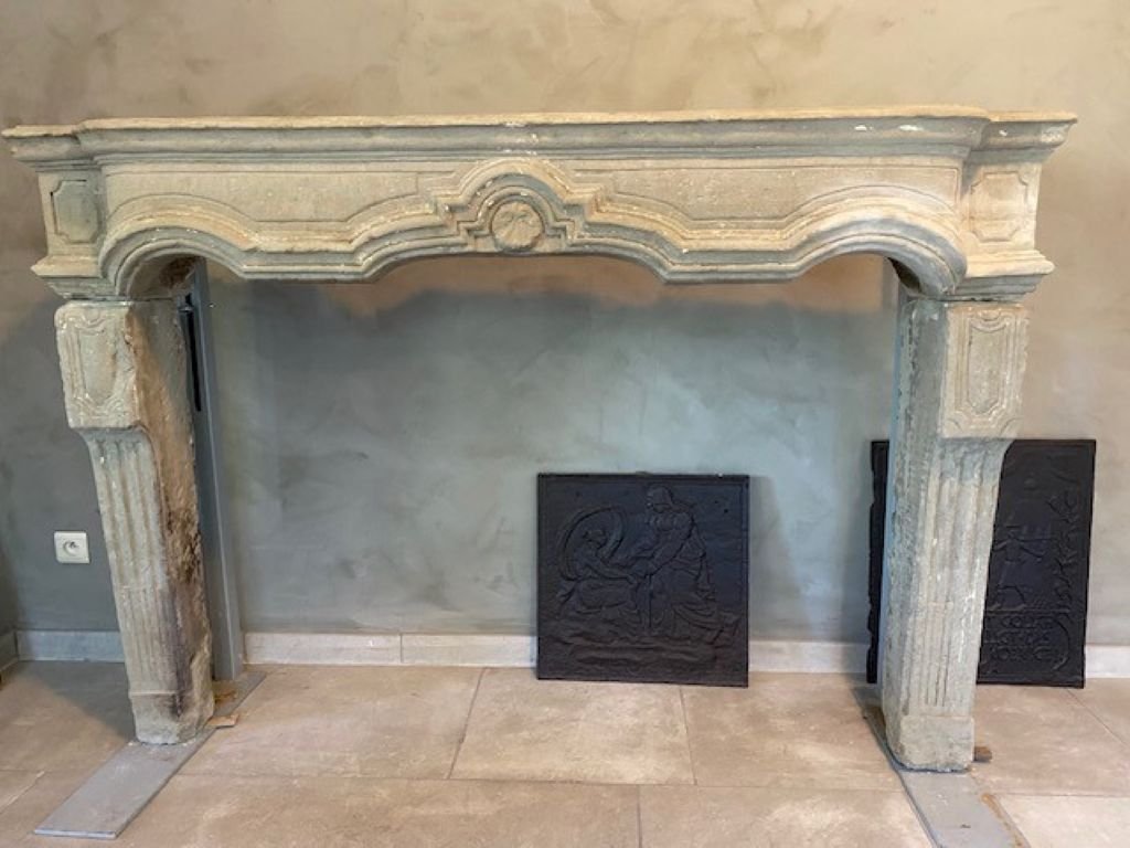 French Limestone Fireplace