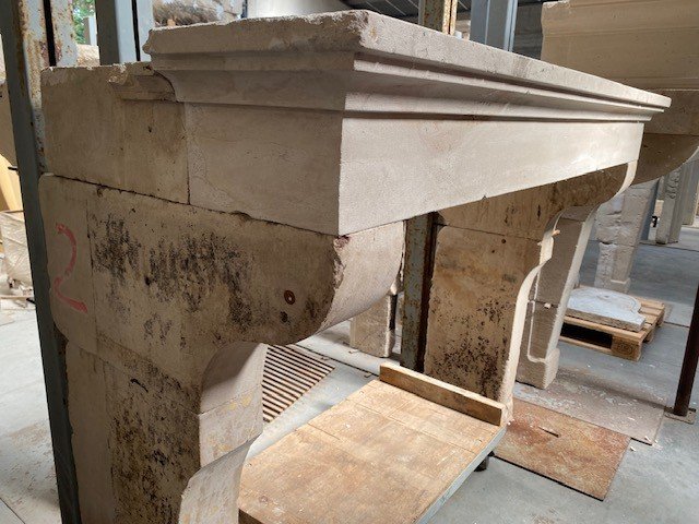 French Limestone Fireplace-photo-2