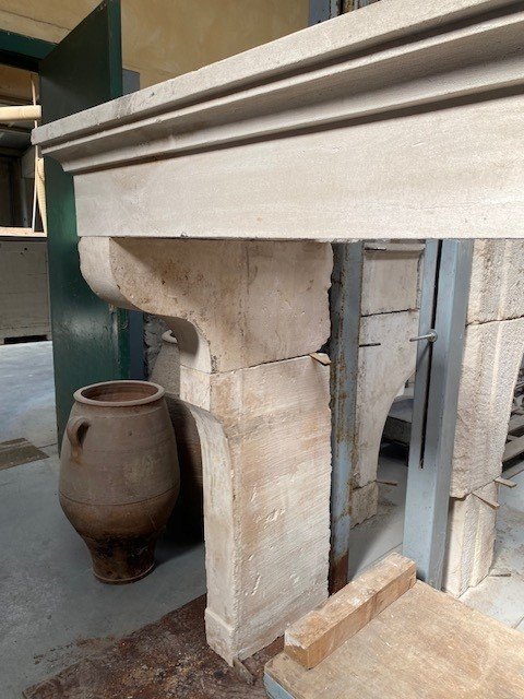 French Limestone Fireplace-photo-1