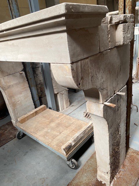 French Limestone Fireplace-photo-2