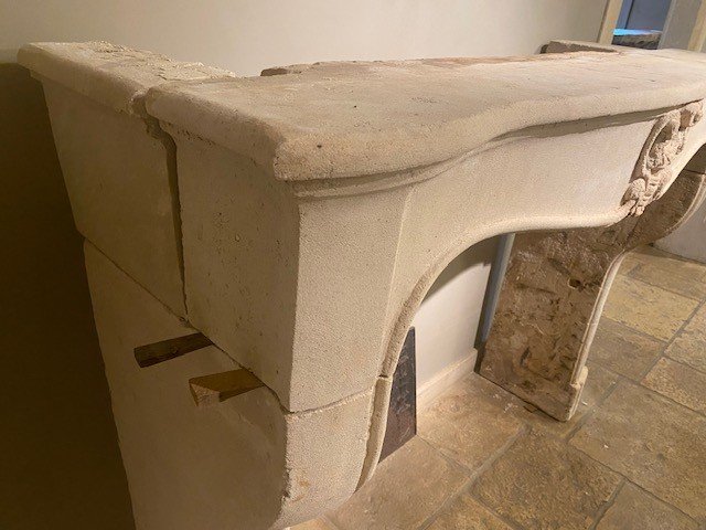 French Limestone Fireplace-photo-4