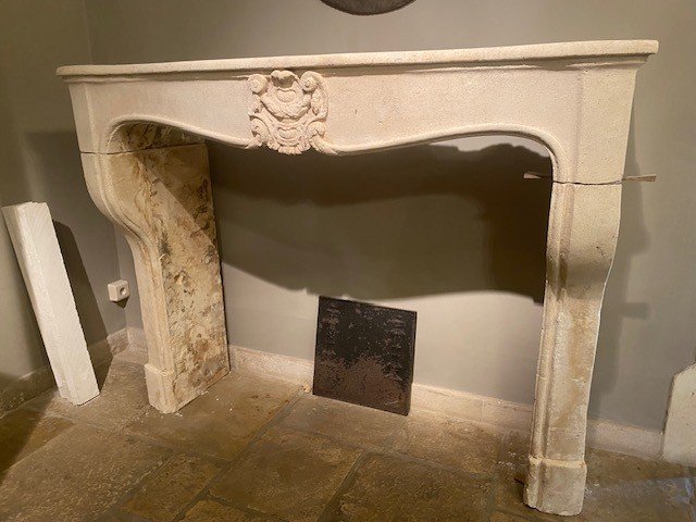 French Limestone Fireplace-photo-1
