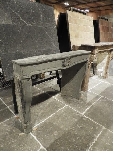 Small Fireplace In Grey Stone, 18th Century-photo-2