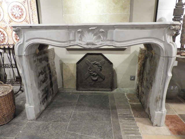 Grey Louis XV Fireplace, 18th Century