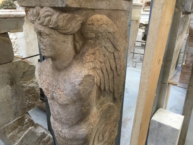 Italian Limestone Renaissance Fireplace With Caryatids, 17th Century-photo-7