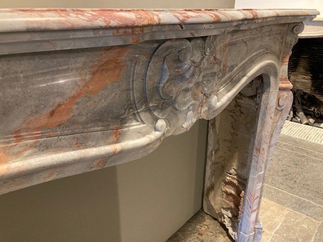 Cheminée Louis XV En Marbre De Sarancolin, 19ième Siècle-photo-2