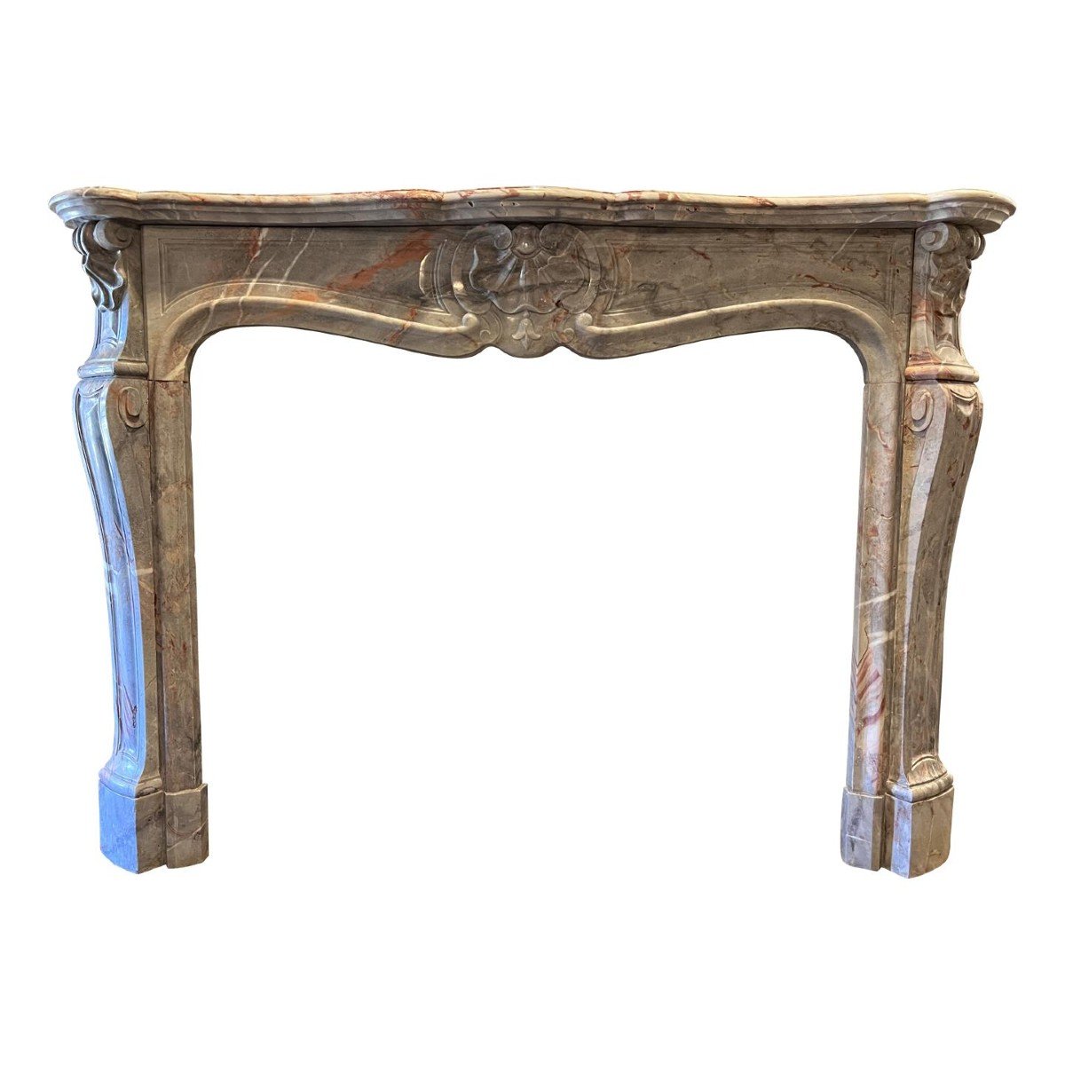 Cheminée Louis XV En Marbre De Sarancolin, 19ième Siècle