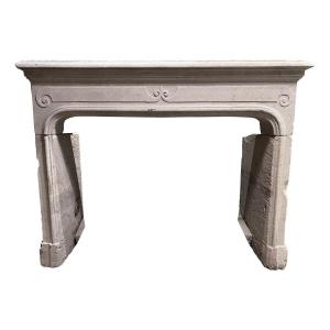 19th Century French Limestone Fireplace