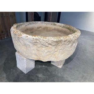 Large Round Limestone Trough