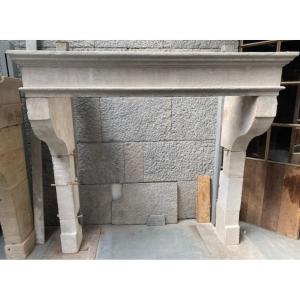 French Limestone Fireplace