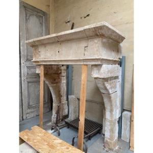 Fireplace Made Of French Limestone, Dating From 1792