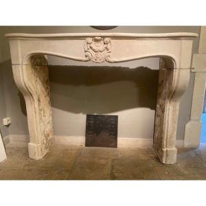 French Limestone Fireplace