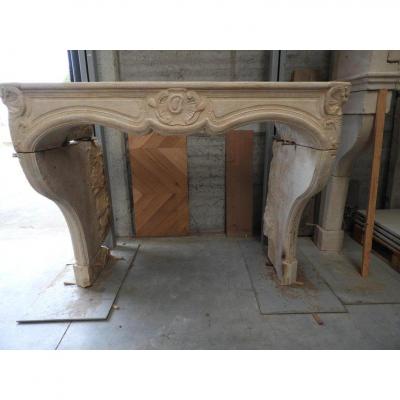 Regency Fireplace In French Limestone, 18th Century