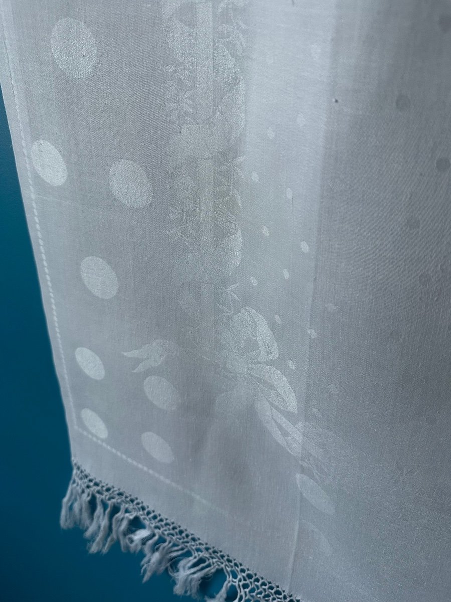 Old Linen Thread Towel, Damask, Vo Monogram Under Crown Of Baron 105x75-photo-7
