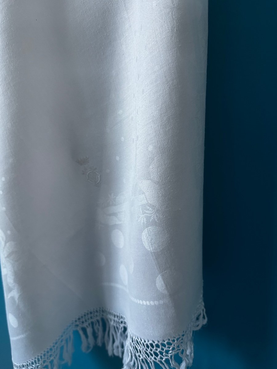 Old Linen Thread Towel, Damask, Vo Monogram Under Crown Of Baron 105x75-photo-8