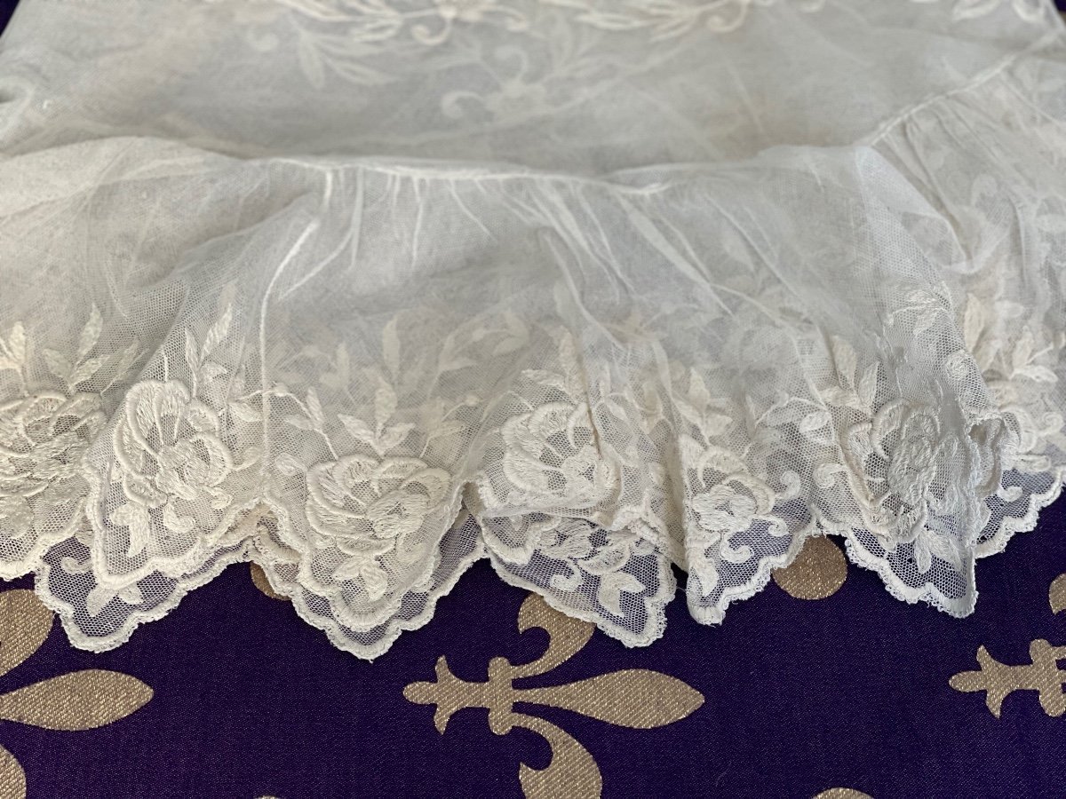 Old Tablecloth Bedspread Lace Curtain Cornely Old Old Linen Embroidery-photo-1