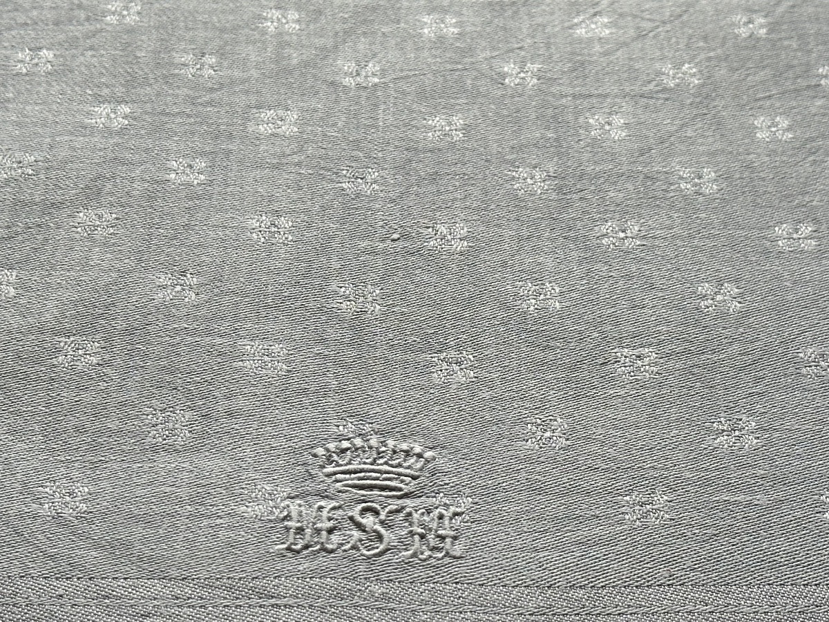 8 Antique Damask Linen Napkins, Crowned And Monogrammed Msm – 19th Century-photo-2