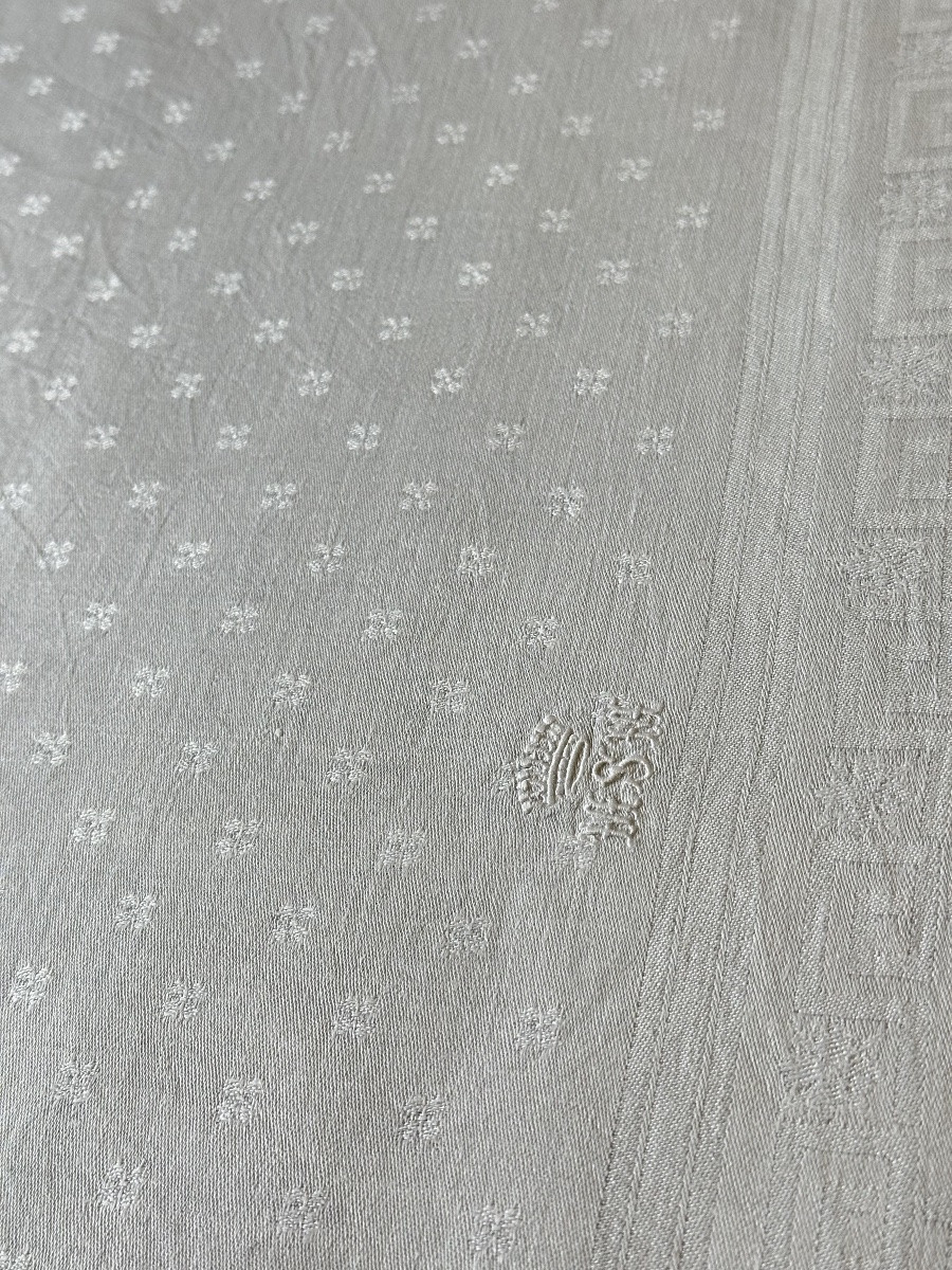 8 Antique Damask Linen Napkins, Crowned And Monogrammed Msm – 19th Century-photo-4