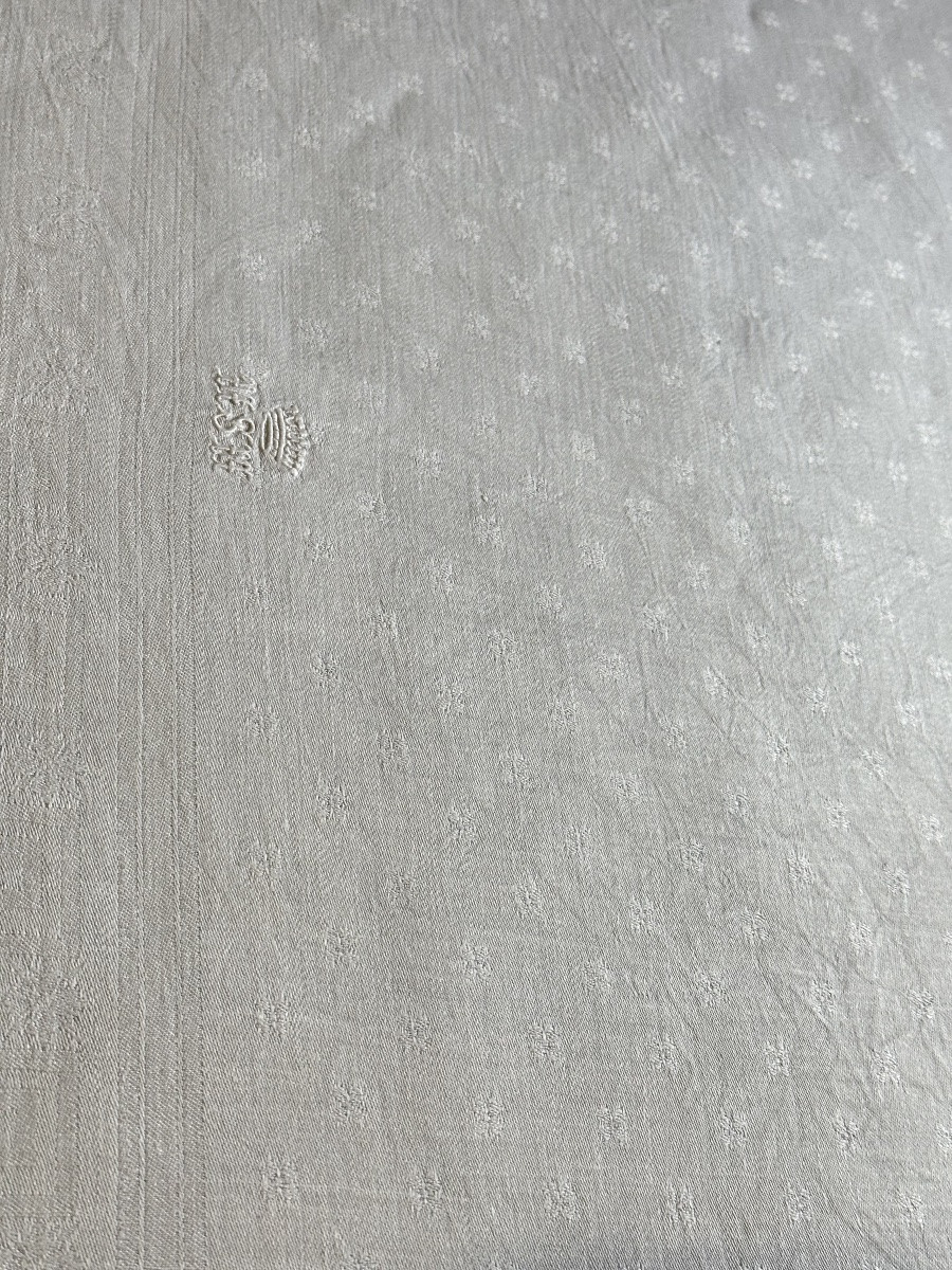 8 Antique Damask Linen Napkins, Crowned And Monogrammed Msm – 19th Century-photo-5