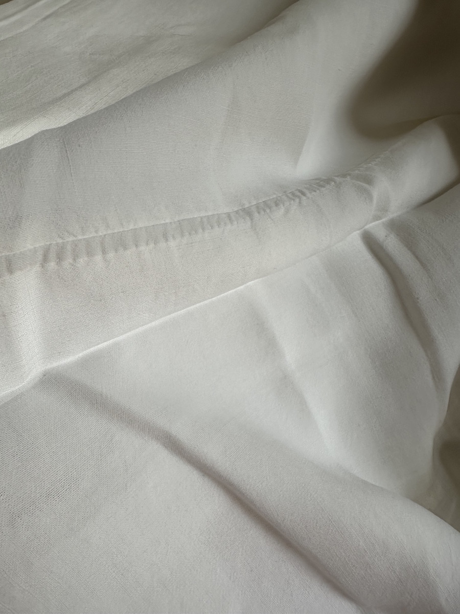 Large Antique Castle Cloth, Crowned Monogram Rcb – Linen And Cotton Thread, 19th Century-photo-6