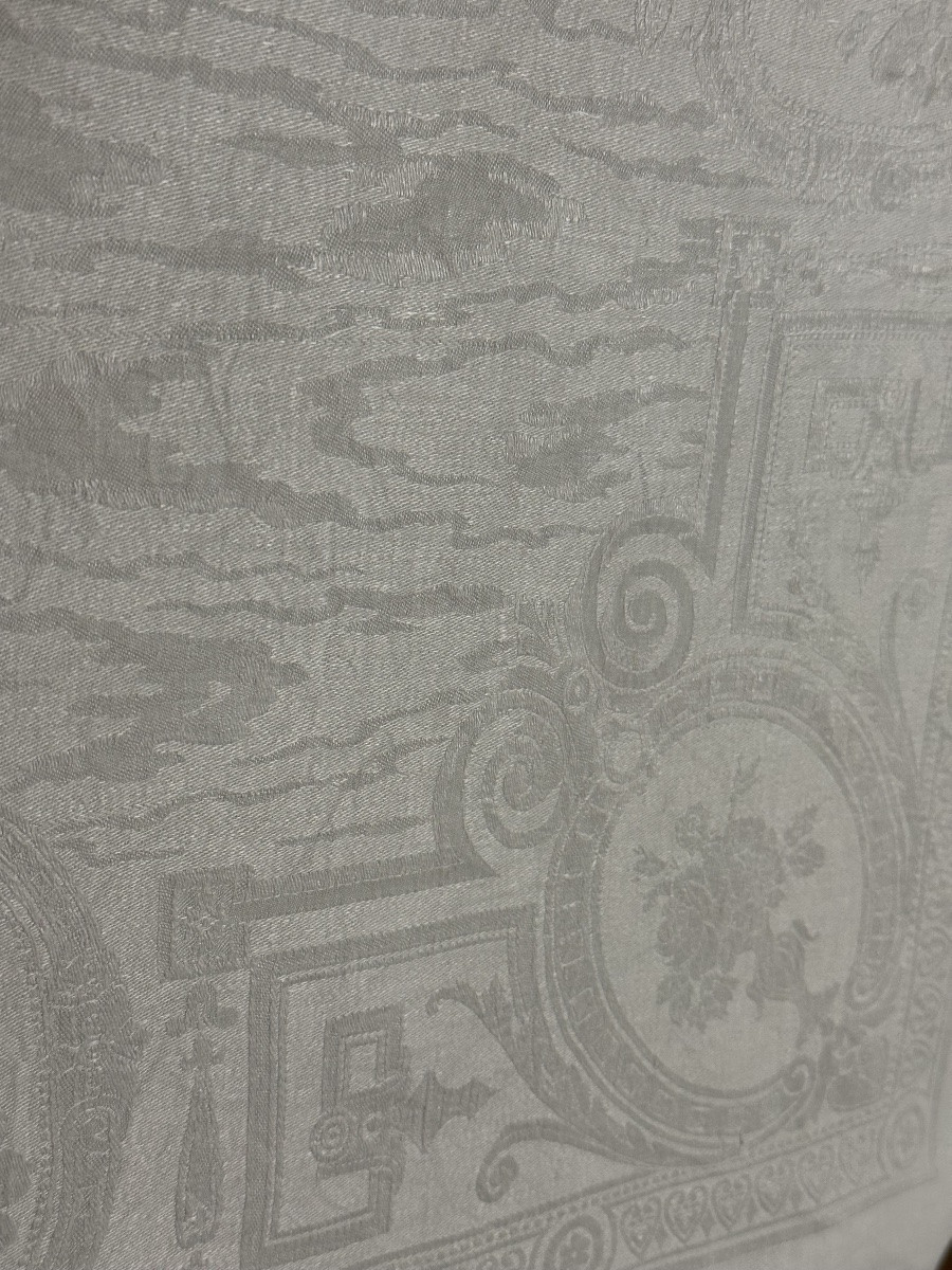 6 Antique Linen And Silk Napkins – Monogrammed Et – Art Deco Period 70x65-photo-3