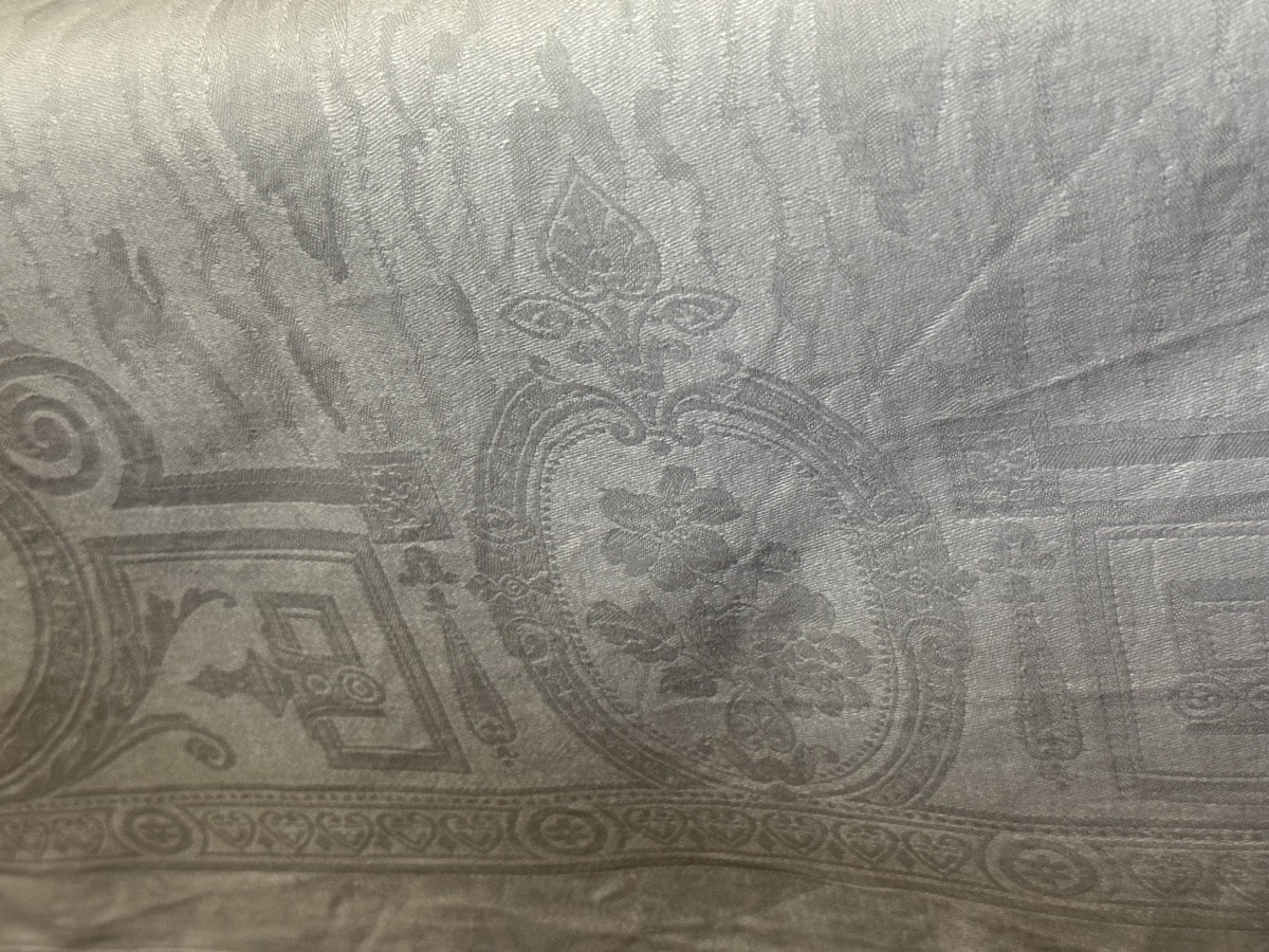 6 Antique Linen And Silk Napkins – Monogrammed Et – Art Deco Period 70x65-photo-1