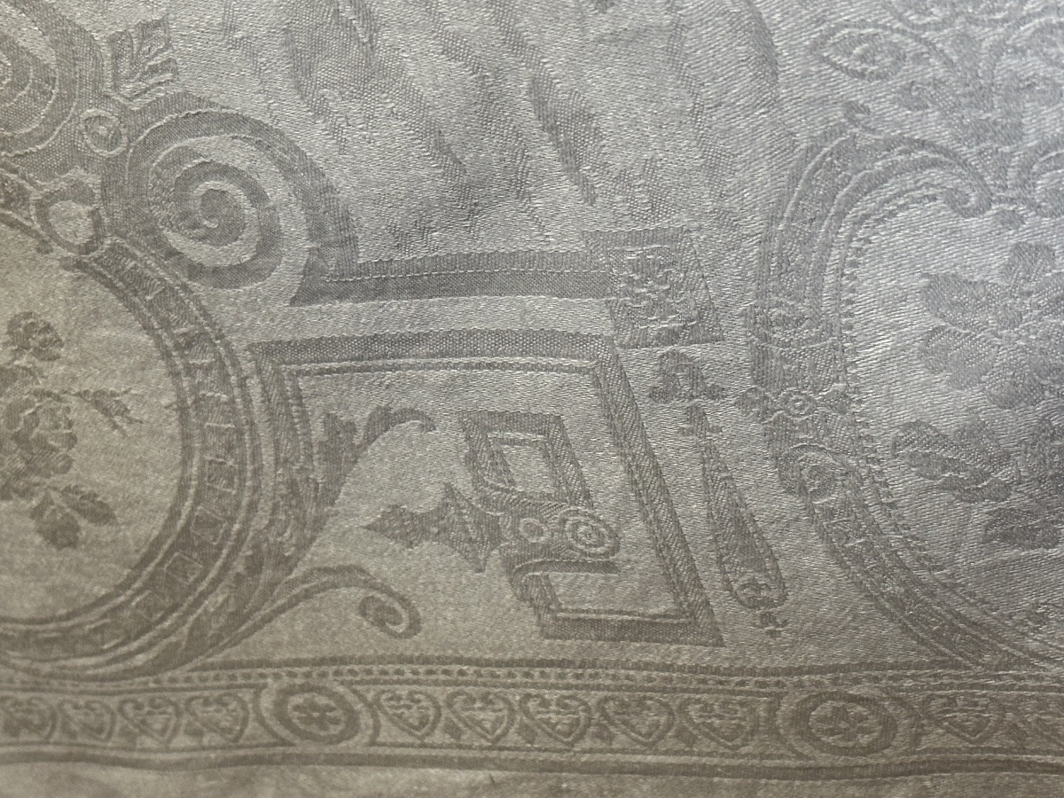 6 Antique Linen And Silk Napkins – Monogrammed Et – Art Deco Period 70x65-photo-4