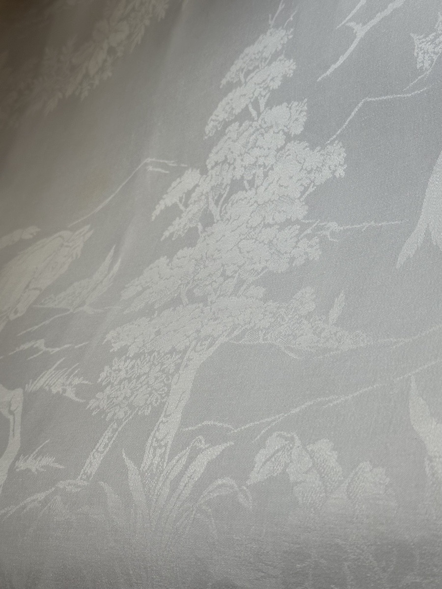 Large Antique Tablecloth 525x206, Hunting Scene, Horses, Riders, Deer, Castle, 19th Century-photo-4