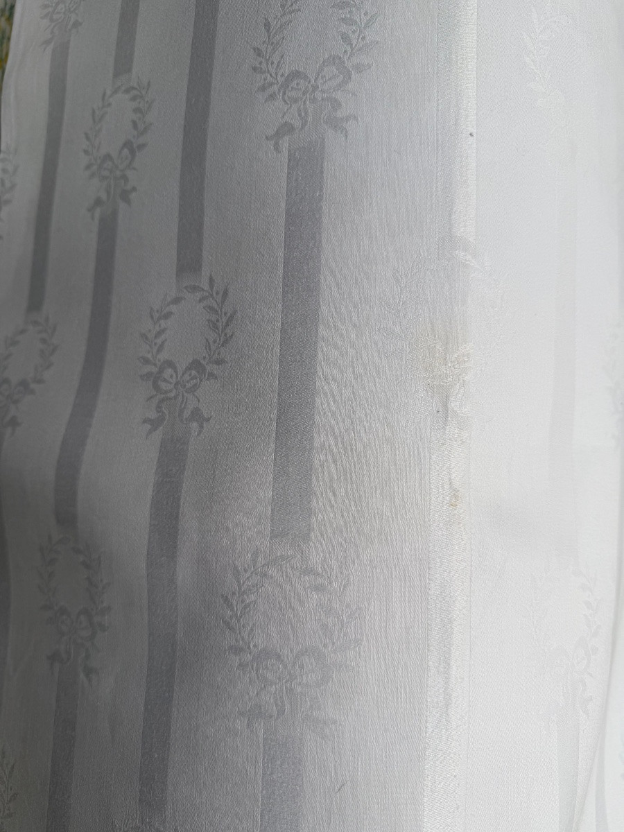 Grande nappe ancienne en pur fil damassé, décor Empire, personnalisable en monogramme – fin XIX-photo-4