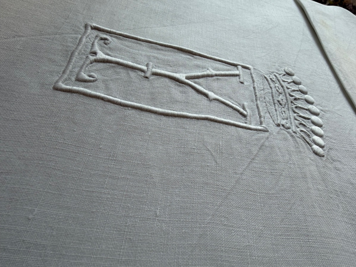 Large Antique Cloth With Count's Crown And Monogram Y, Late 19th Century, 230x300-photo-4