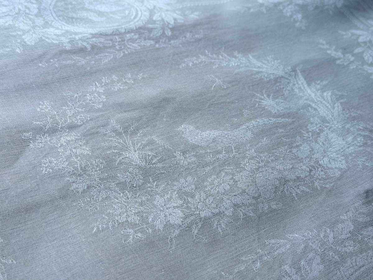 12 Vintage Damask Napkins Decorated With Ducks And Pheasants, 85x65 Cm, With Free Monogram Embroidery-photo-3