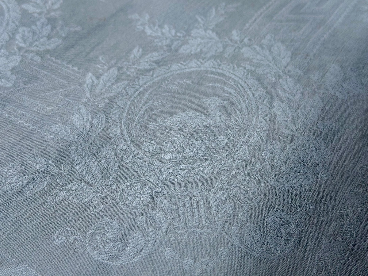 12 Vintage Damask Napkins Decorated With Ducks And Pheasants, 85x65 Cm, With Free Monogram Embroidery-photo-8