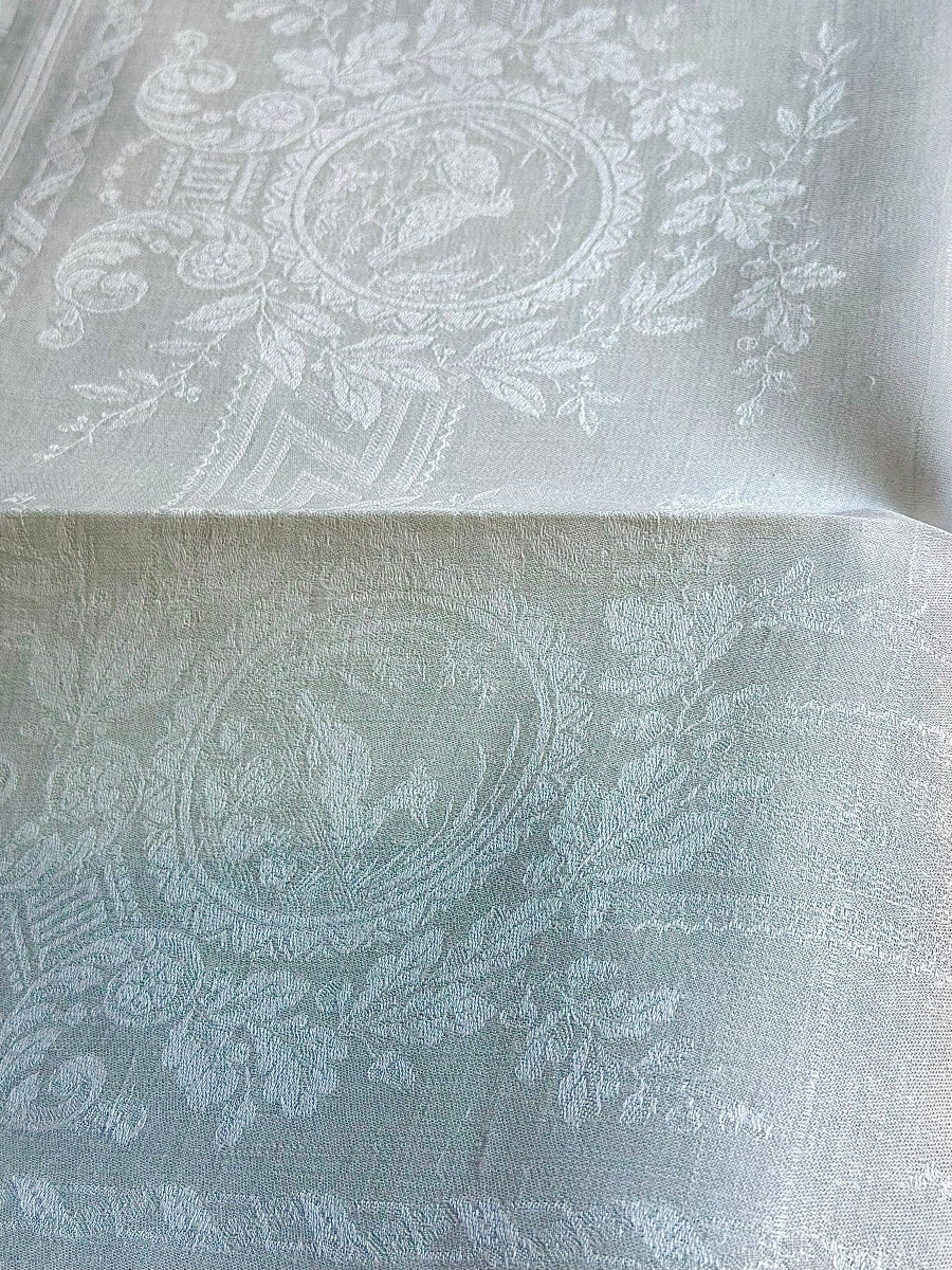 12 Vintage Damask Napkins Decorated With Ducks And Pheasants, 85x65 Cm, With Free Monogram Embroidery