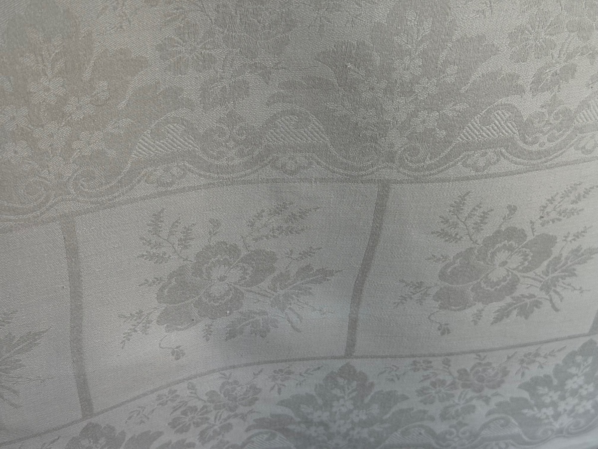 Belle époque White Damask Tableware Set (circa 1890–1910), Tablecloth 288x172, 11-piece Set 87x74-photo-4