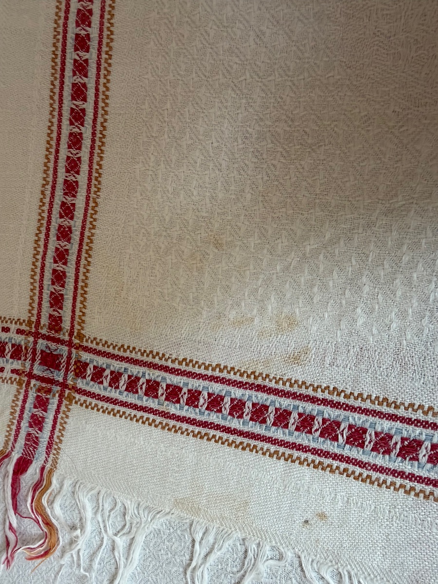 Ancienne nappe à thé  damassée et ses 9 serviettes – Monogramme AG – Napoléon III / XIXᵉ siècle-photo-2