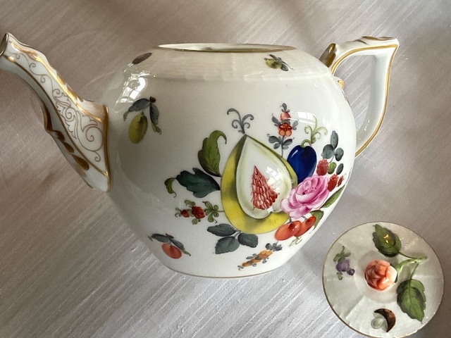 Rare service à thé en porcelaine de Herend Théière, sucrier, pot à lait, 6 tasses 6 soucoupes -photo-2