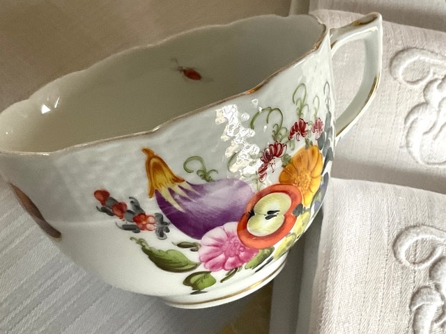 Rare service à thé en porcelaine de Herend Théière, sucrier, pot à lait, 6 tasses 6 soucoupes -photo-3