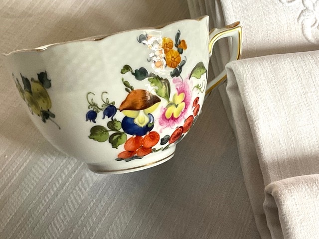 Rare service à thé en porcelaine de Herend Théière, sucrier, pot à lait, 6 tasses 6 soucoupes -photo-7
