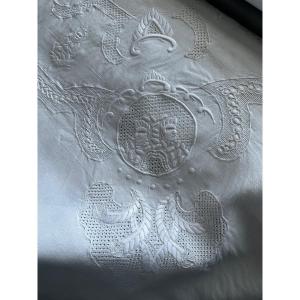 Service Table Ancien Indochine Nappe Et 10 Serviettes Fil Lin Broderie Personnages 280x170