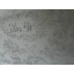 11 Antique Damask Napkins With A Hunting Scene Design, Hand-embroidered Monogram Md – 77 X 75 Cm