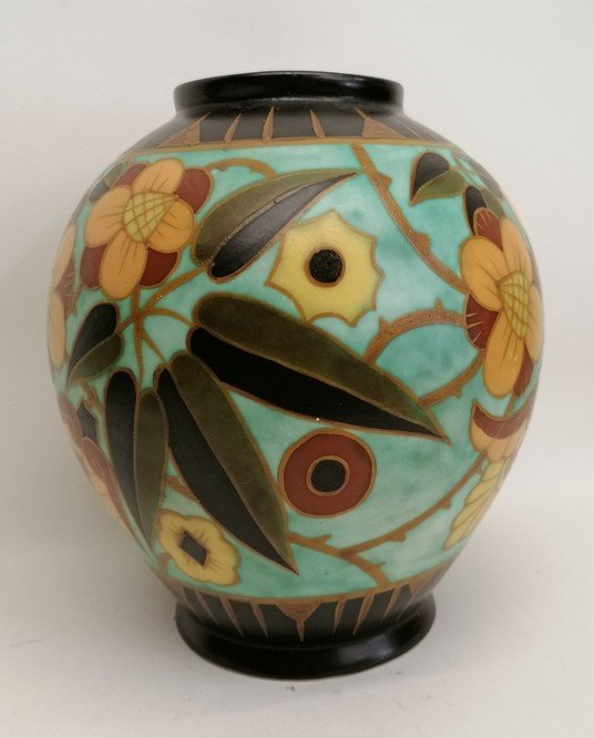 Vase Keramis - " Les Marronniers " - Art Déco – 1934 – Catteau – Boch Frères – Modèle D.1847 -photo-4