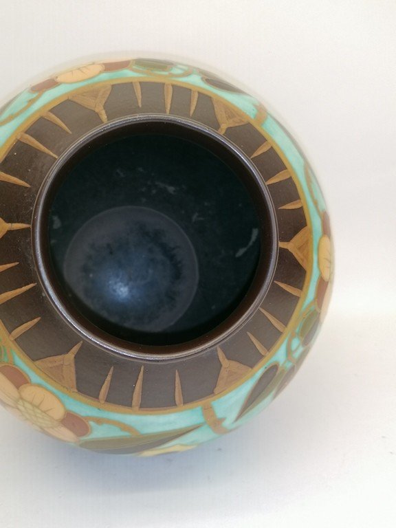 Vase Keramis - " Les Marronniers " - Art Déco – 1934 – Catteau – Boch Frères – Modèle D.1847 -photo-4