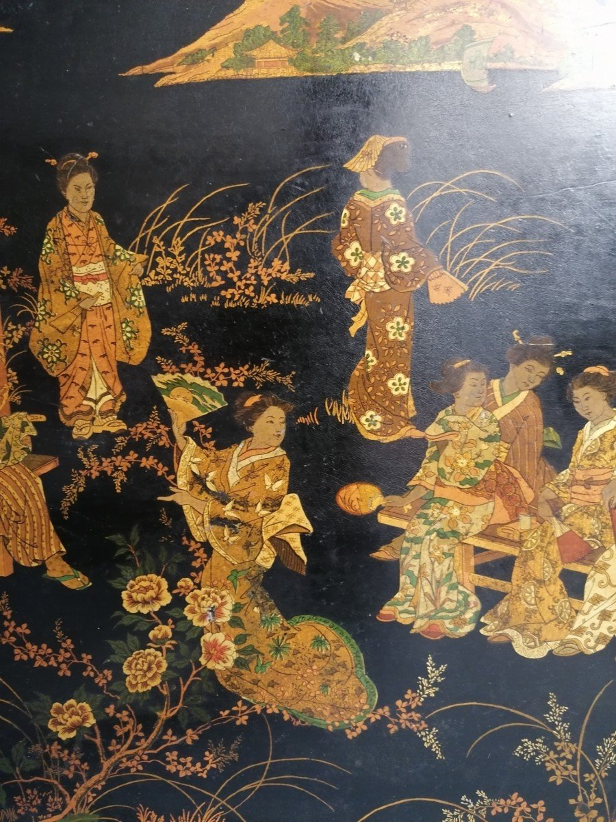 Old Serving Tray - Japanese Decor Style - 20th Century - Carton Bouilli -photo-2