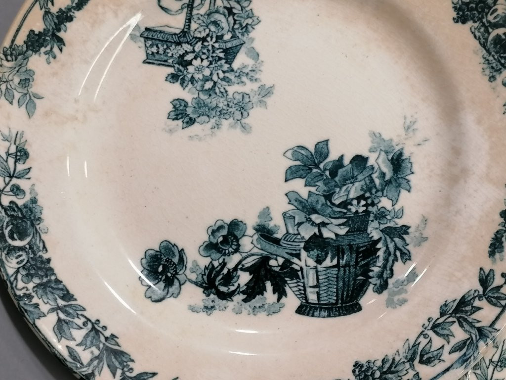 22 Assiettes Plate - Choisy-le-roi - XIX ème - En Faïence Bleu Roy-photo-8