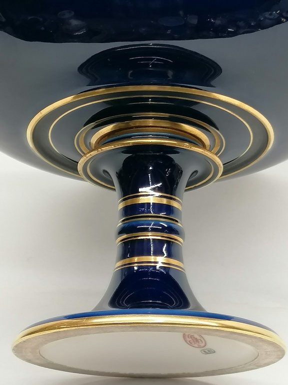 Grande Coupe En Porcelaine De Sèvres - Bleu Royal Et Dorées - 1881 - XIX ème -photo-3