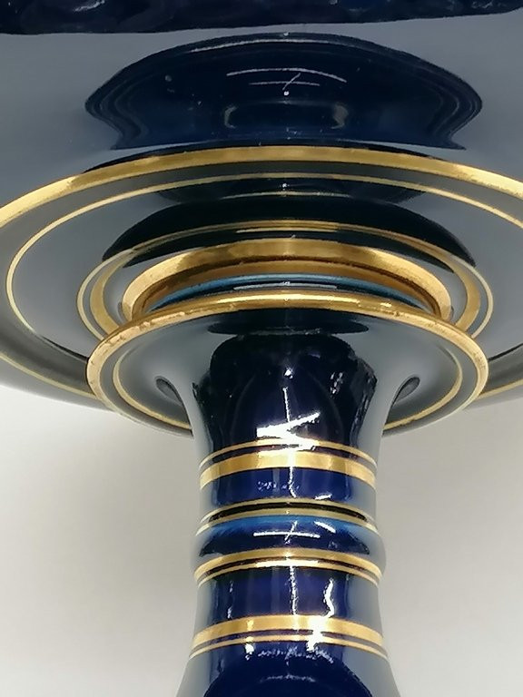 Grande Coupe En Porcelaine De Sèvres - Bleu Royal Et Dorées - 1881 - XIX ème -photo-4