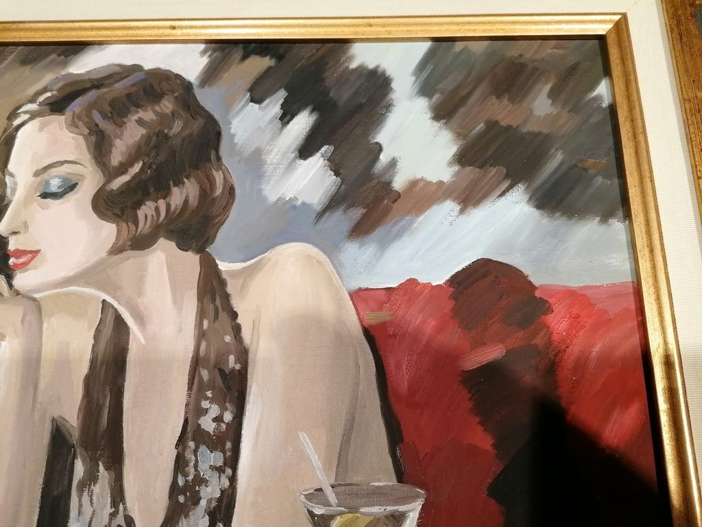 Peinture à l'Huile – Le Cocktail – M. Yuri  Denissov - XXème-photo-2