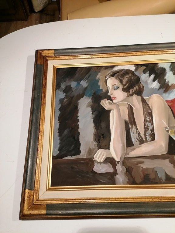 Peinture à l'Huile – Le Cocktail – M. Yuri  Denissov - XXème-photo-4