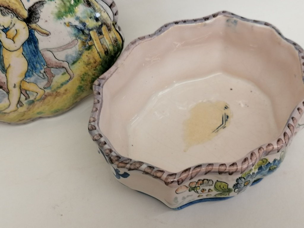 Painted Earthenware Box By Mr. Félicien Cottard – Nevers – Late 19th Century  -photo-2